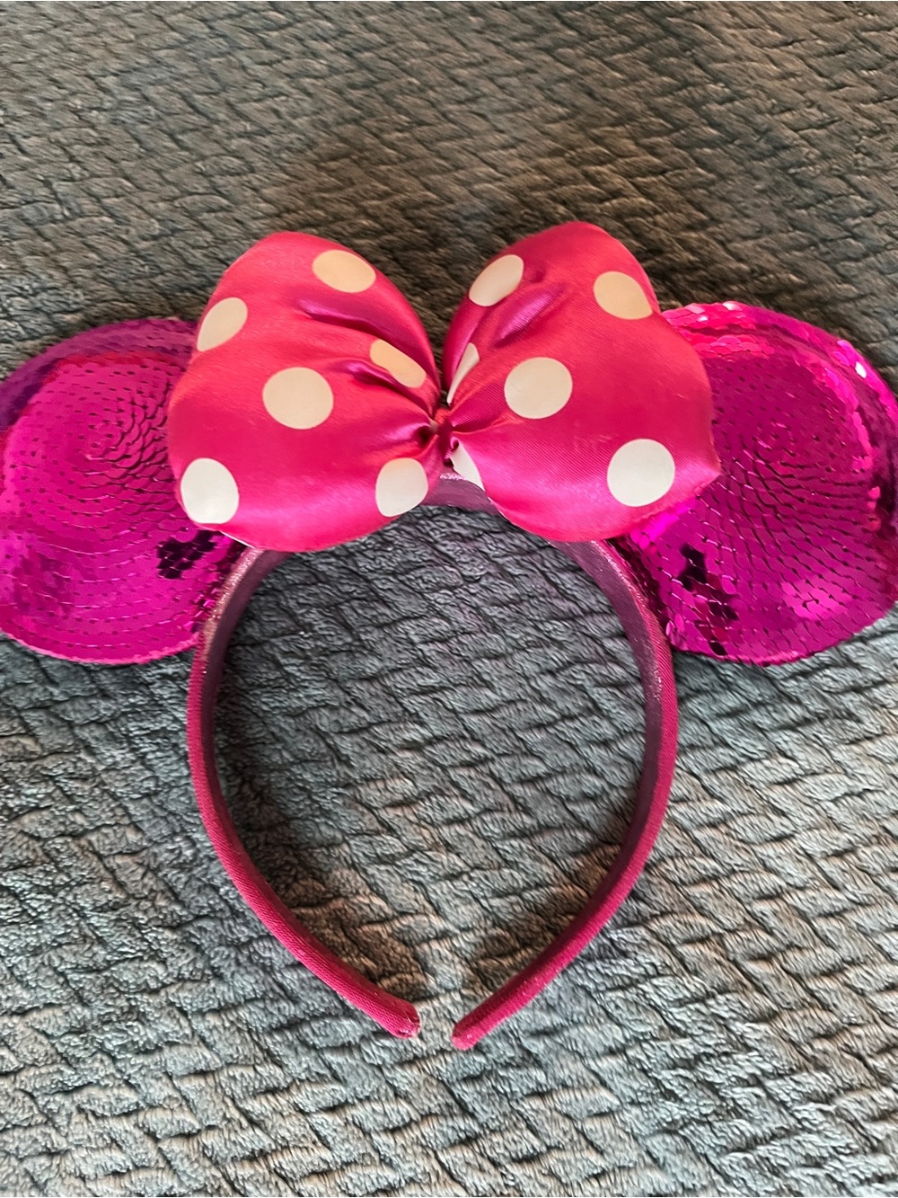 Pink Polka Dot Minnie Style Sequin Ear Headband